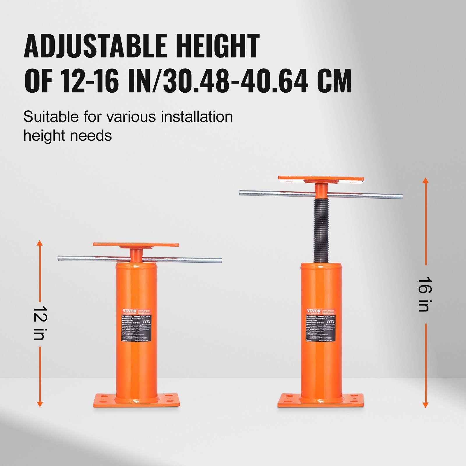 2PCS Adjustable Floor Jack Post House Floor Leveling Lift 12'-16' Height - Image 2