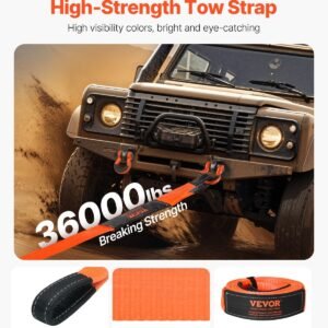 Car Tow Cable Towing Strap Rope 36000 Lbs 20 Ft Emergency Heavy Duty Strap - Image 2