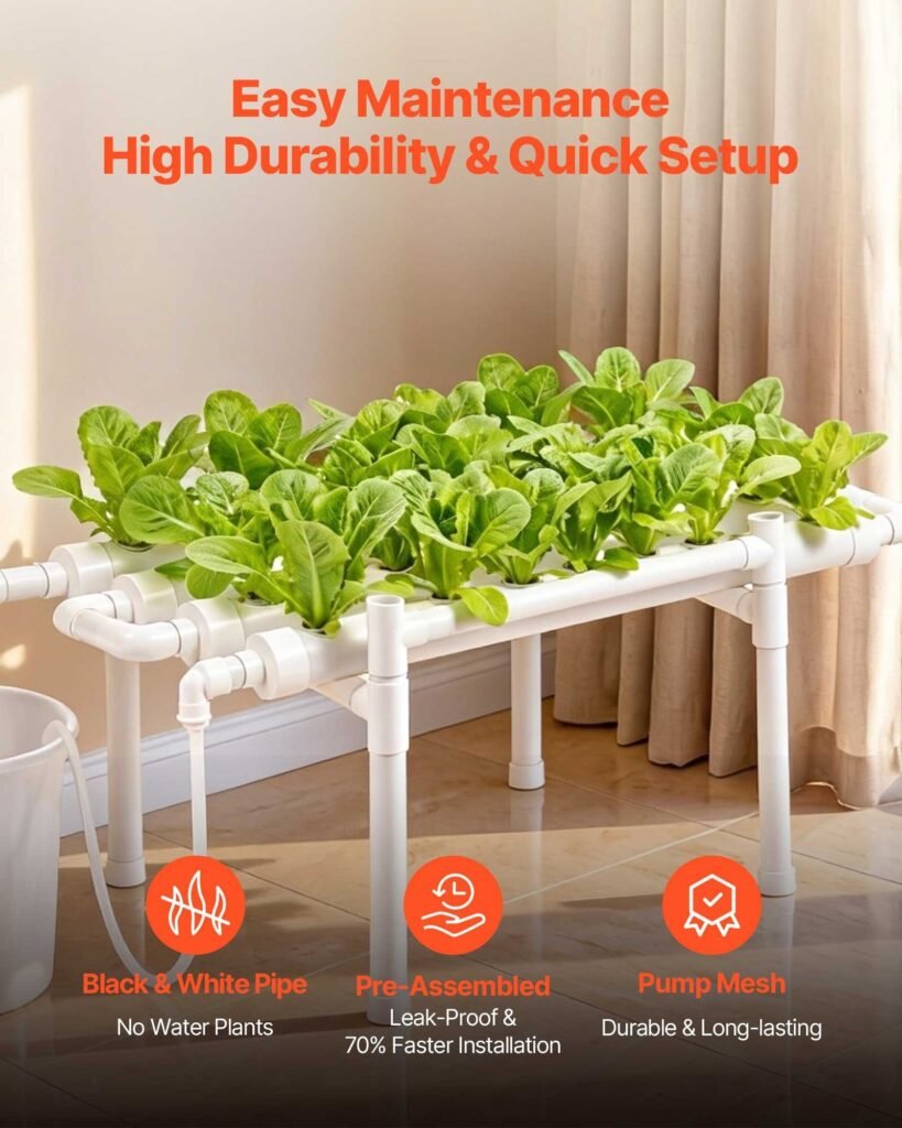 Hydroponics Growing System Kit, 1-Tier 36 Sites UPVC Pipe Hydroponic Grow Kit With Timed Irrigation, Sun & Light Blocking Pipes, Indoor Home Garden Vegetable Planting Grow Kits For Fruit Herb