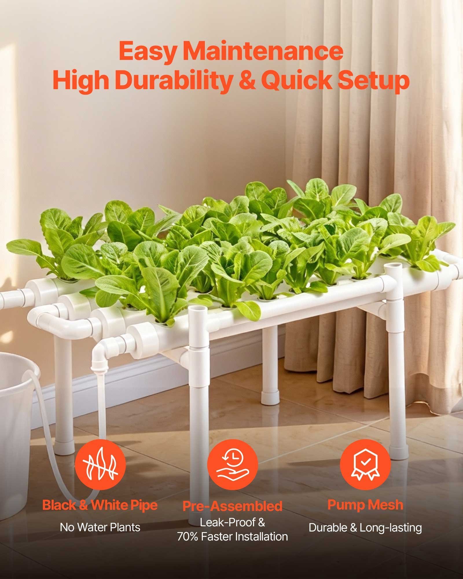 Hydroponics Growing System Kit, 1-Tier 36 Sites UPVC Pipe Hydroponic Grow Kit With Timed Irrigation, Sun & Light Blocking Pipes, Indoor Home Garden Vegetable Planting Grow Kits For Fruit Herb - Image 5