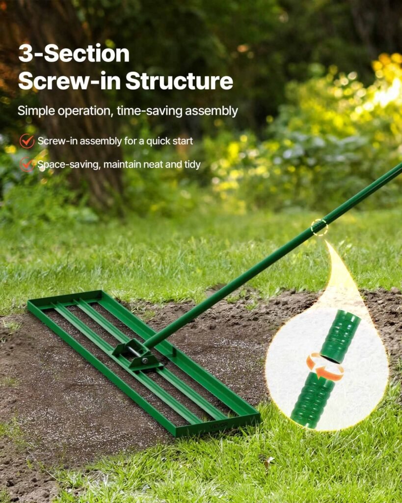 Lawn Leveling Rake, 48"x10" Level Lawn Tool, Heavy-duty Lawn Leveler With 78" Steel Extended Handle, Yard Leveling Rake Suit For Garden, Golf Lawn, Farm