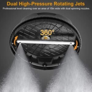 15in Power Washer Surface Cleaner High Pressure Flat Surface Cleaner 4000PSI Disc Power Washer Broom - Image 3
