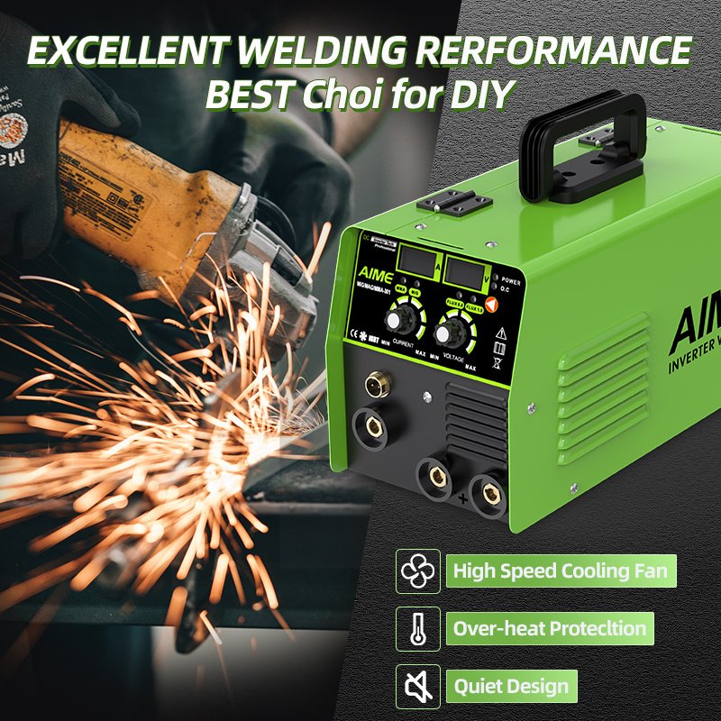140A 3 In 1 MIG Welder, Solid Wire, MIG Lift TIG Manual Welding Equipment 10 IGBT Inverter, Synergistic Control, LED Display