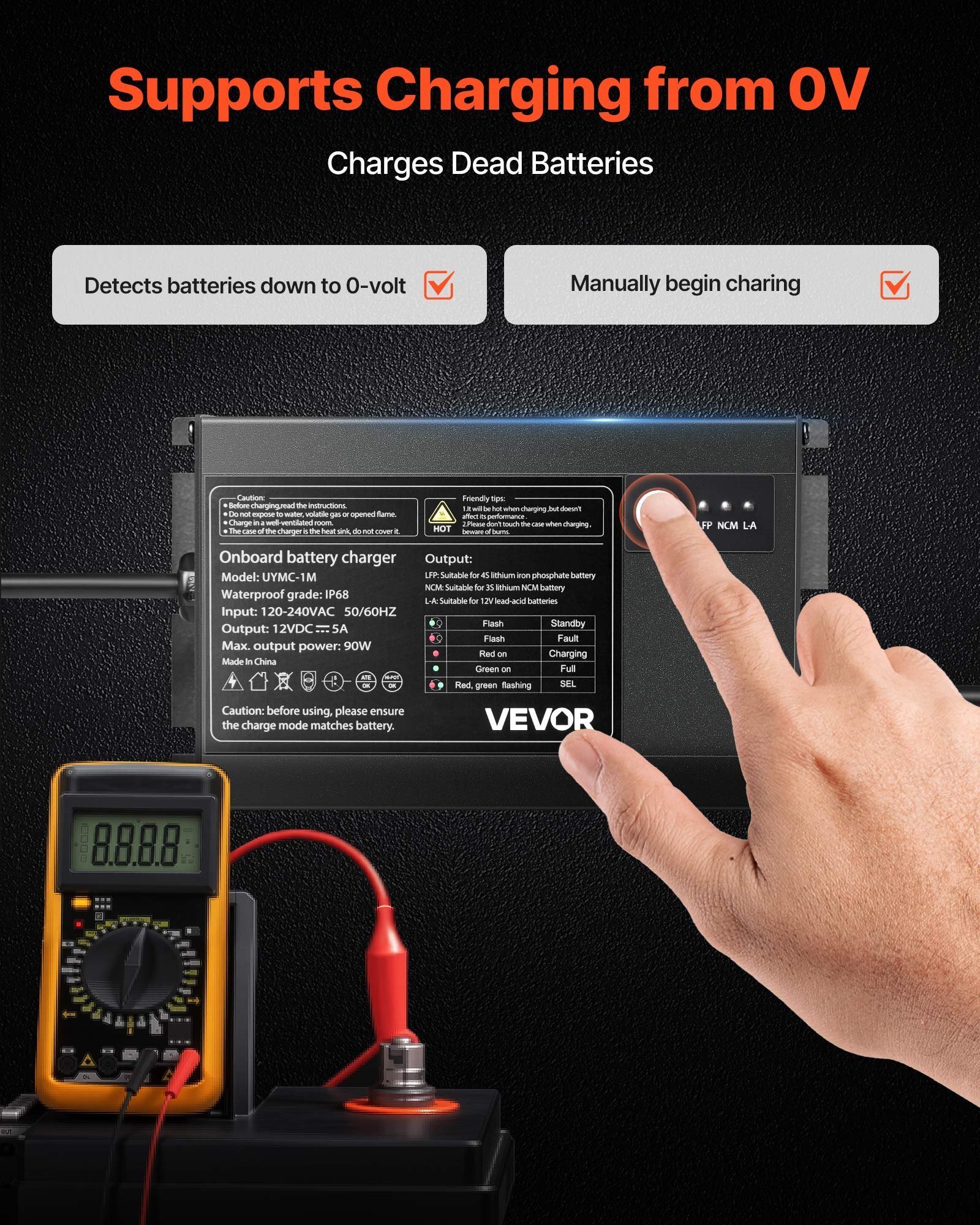 1-Bank 5A 12V Smart Marine Battery Charger Onboard IP68 Waterproof Boat RV Yacht - Image 4