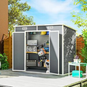 Plastic Outdoor Storage Shed With Floor, Window, Lockable Doors And Vents For Backyard Patio Lawn, Multiple Packages Shipped. Please Pay Attention To The Dimensions And Weight In The Details. - Image 3