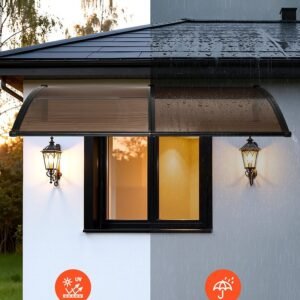 Awnings For Door Entrance, 38 X 78 In, Exterior Front Door Window Awnings With Drainage & Metal Bracket, Rain Snow Sun Protection, Overhang Polycarbonate Door Canopy For Porch Patio, Brown - Image 5
