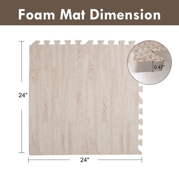 8-Piece Interlocking Wood Grain Foam Mat, Non-Slip And Wear-Resistant Floor Mat, Soft And Cushioning, Suitable For Living Rooms, Bedrooms/Children's Rooms