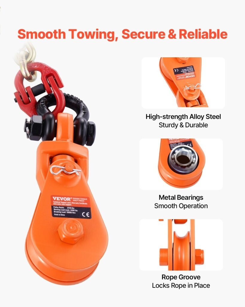 2 Ton 3' Snatch Block With Chain Flatbed Tow Truck Rollback Car Carrier Cable