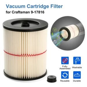 Vacuum Cartridge Filter Replacement Fits For Craftsman 9-17816 - Image 1