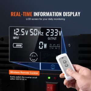 Modified Sine Wave Inverter, 5000W, DC 12V To AC 120V Power Inverter With 6 AC Outlets 2 USB Port 1 Type-C Port, LCD Display And Remote Controller For High Load Home Appliances, CE FCC Certified - Image 2