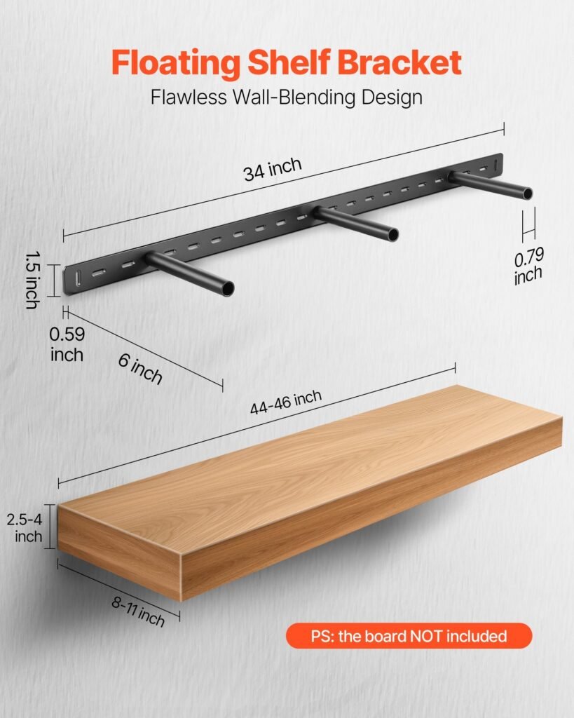 1 Pack Shelf Bracket 34 Inch / 863.6 Mm Heavy Duty Floating Shelf Bracket