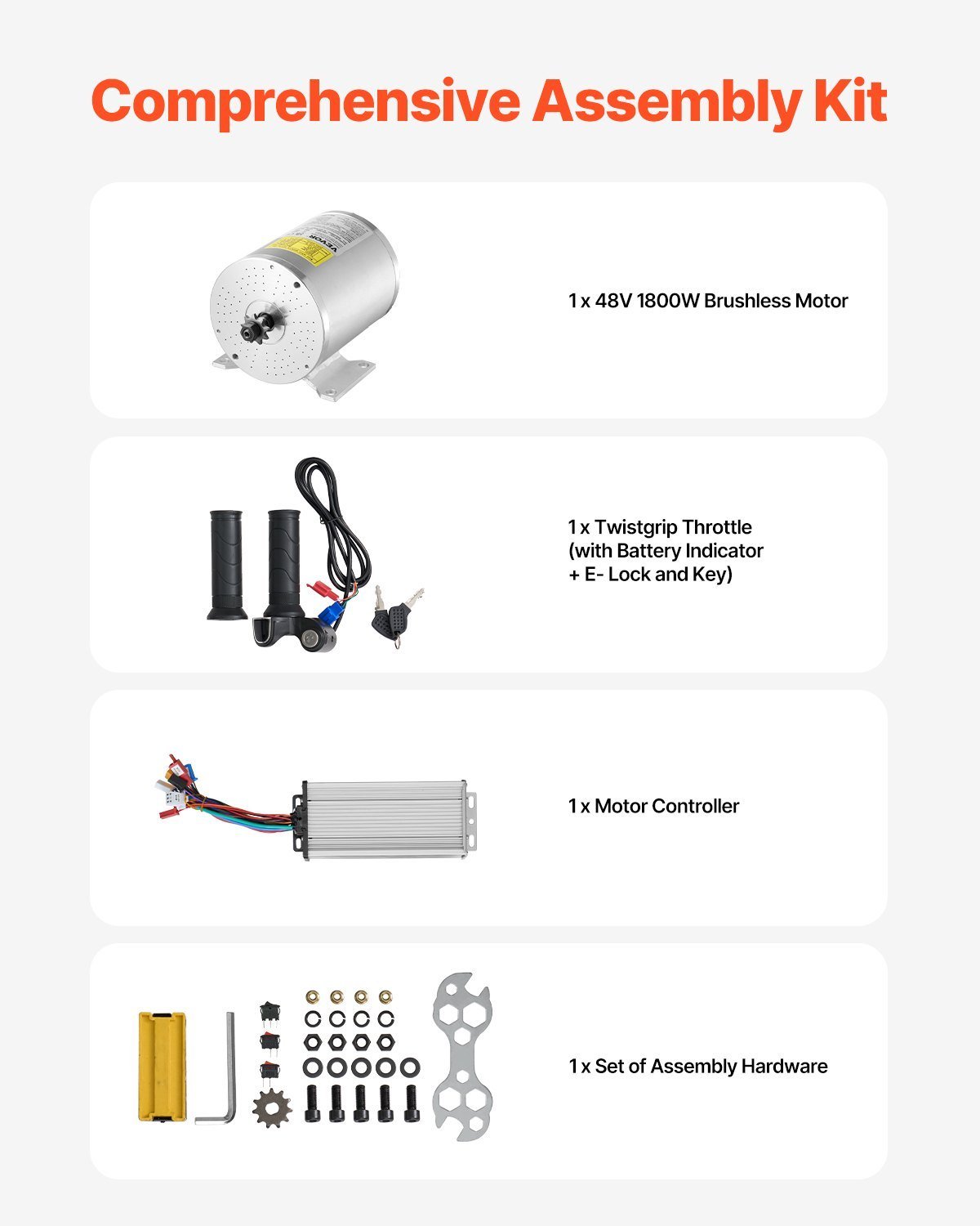 2000W Electric Brushless DC Motor Kit 48V 4300rpm Motor With Speed Controller - Image 5