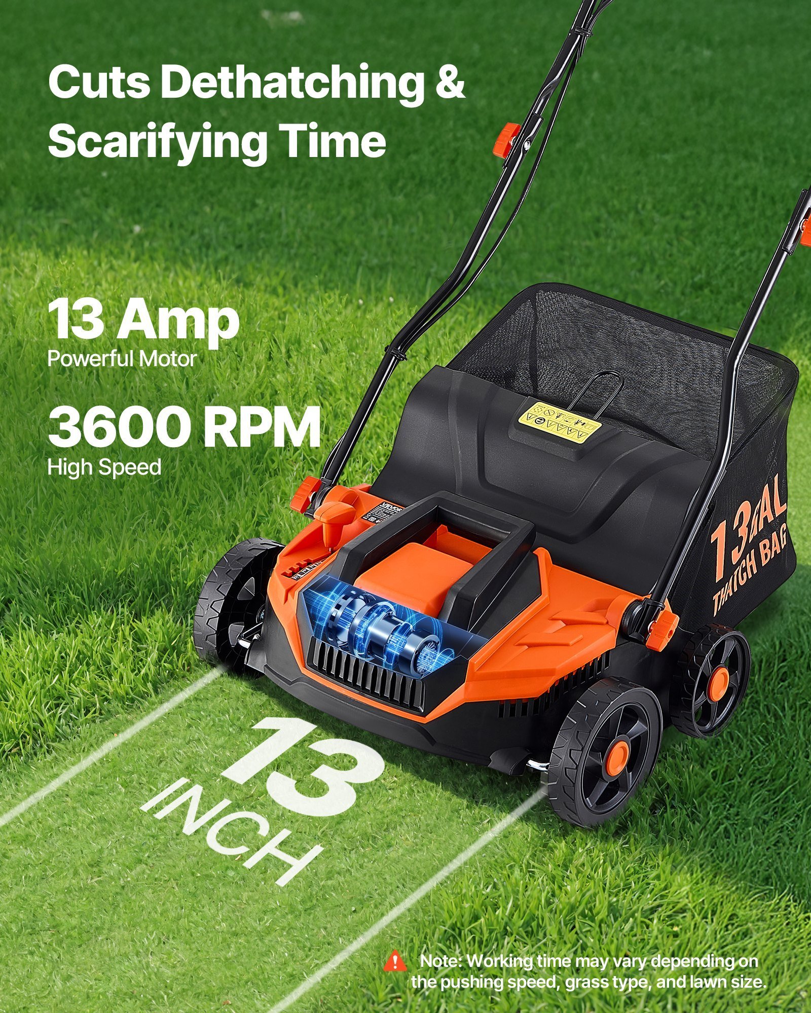 2-in-1 Electric Dethatcher And Scarifier Lawn Dethatcher 13-Inch 13 Amp - Image 5