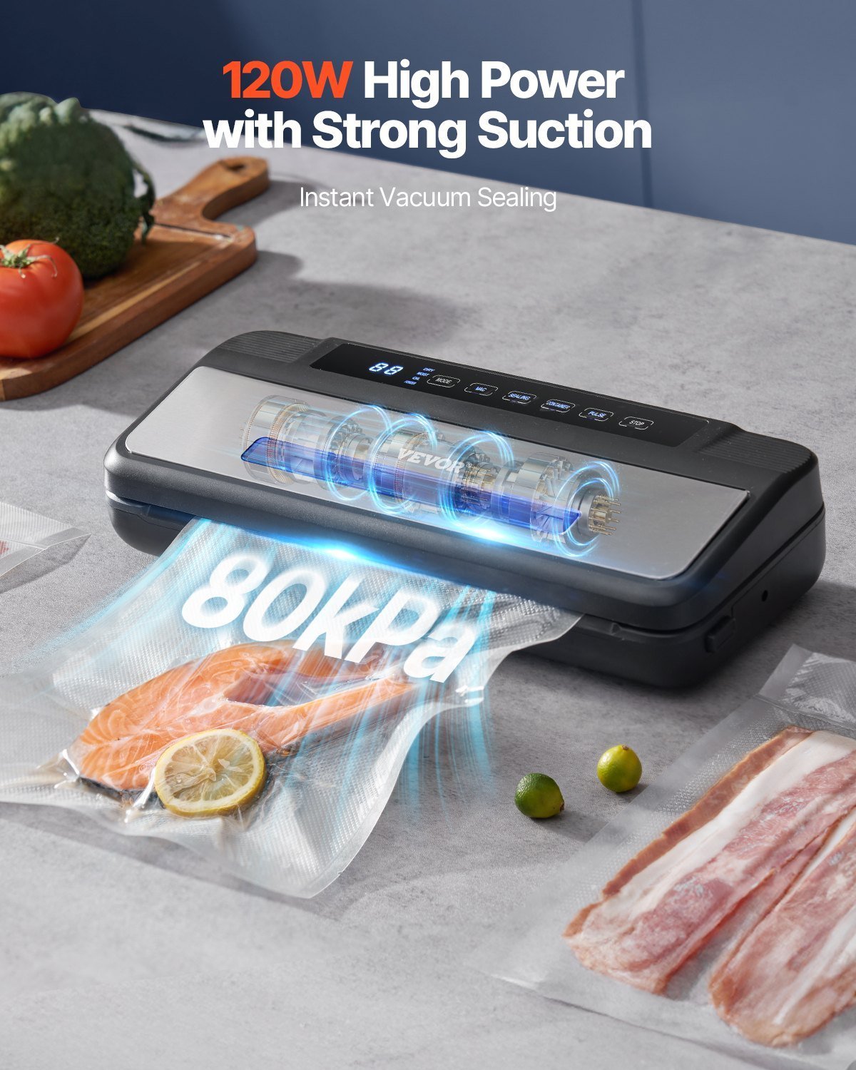 7-in-1 Vacuum Sealer Machine Fast-Compact Automatic Food Saver 120W Bags & Roll - Image 5