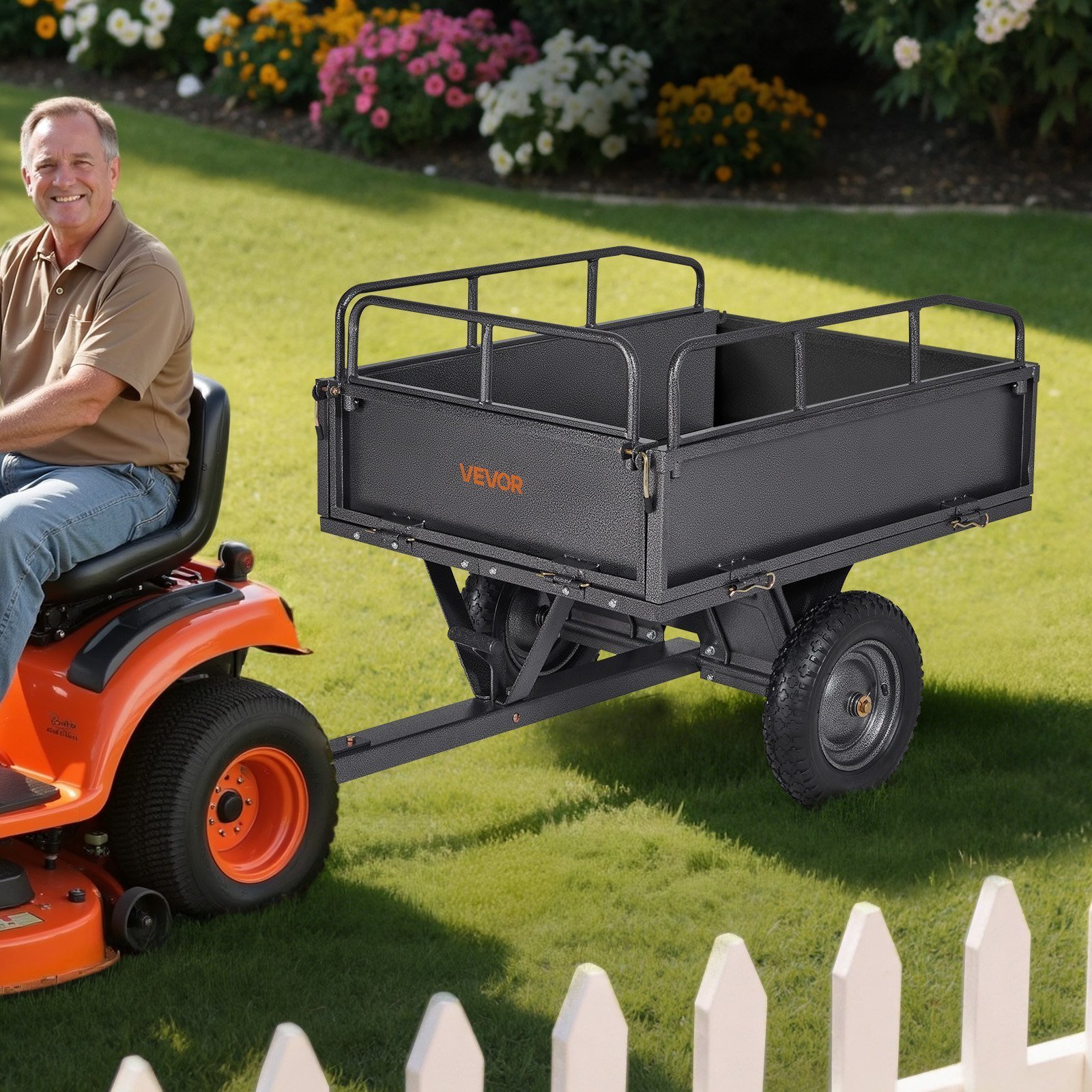 Steel Dump Cart 10 Cu. Ft 500LB For ATV/UTV Trailer Tow Behind Heavy Duty - Image 6