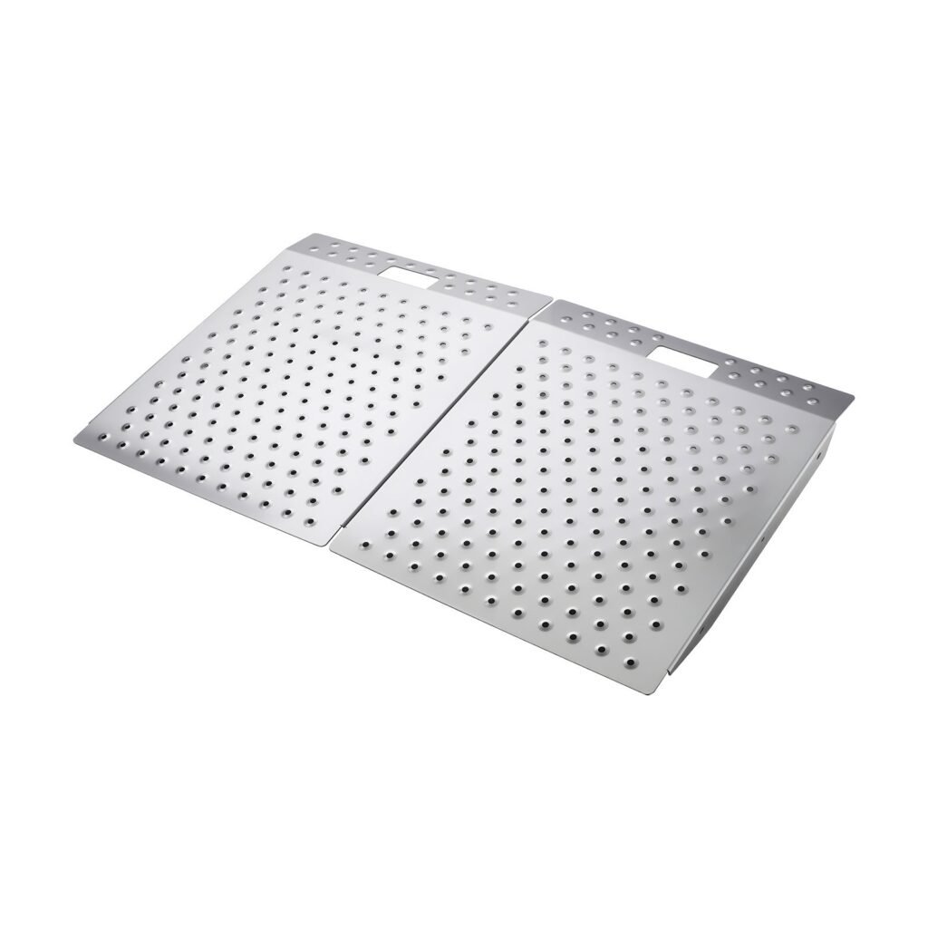 Threshold Ramp For Doorways, 29.5 X 24.3 In, Platform Aluminum Wheelchair Ramp, Non-Slip Door Threshold Ramps, 750 Lbs Load Capacity, For Home Steps, Curbs, Wheelchairs, Walkers, Scooter, Carts