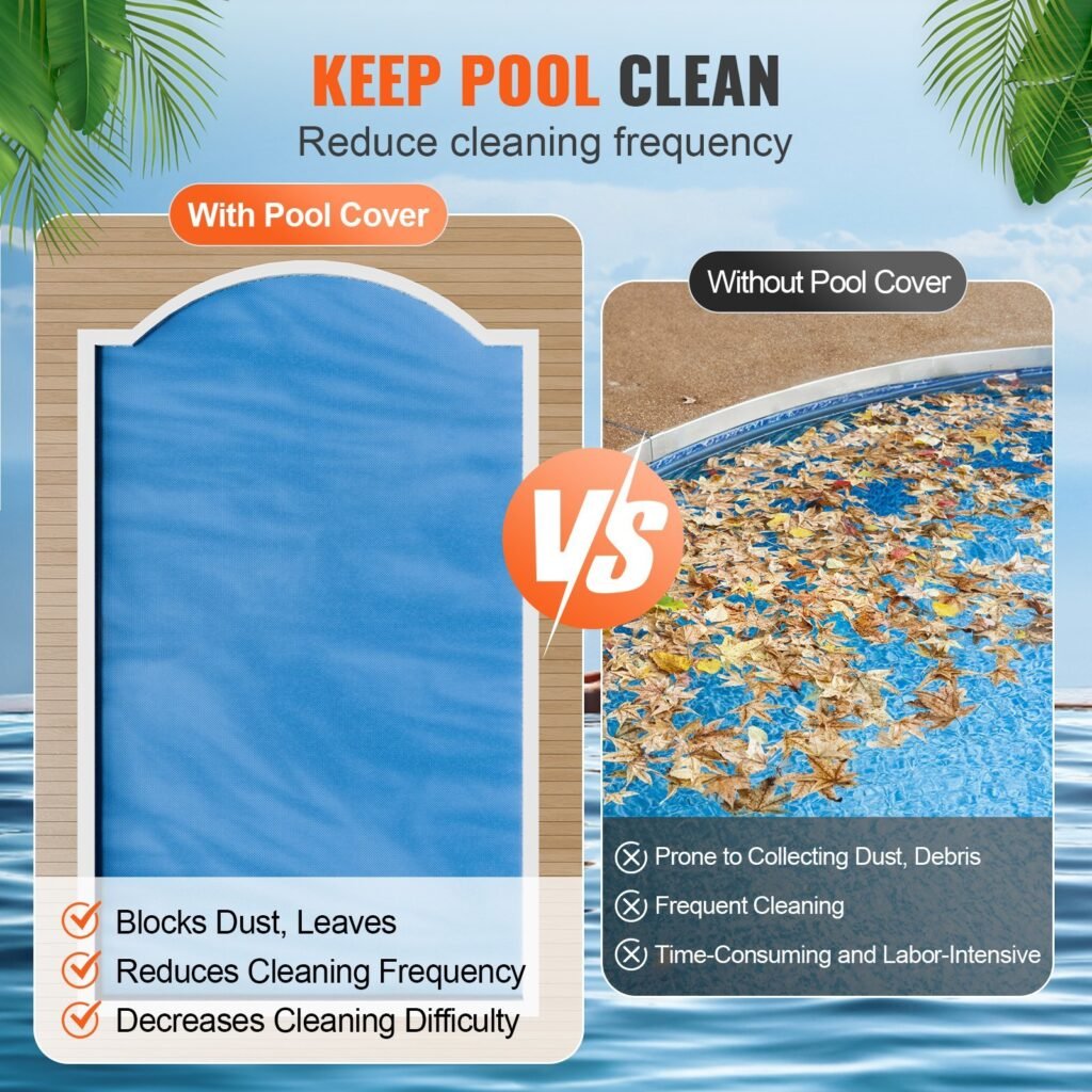 Solar Pool Cover, 24 X 12 Ft Rectangle Solar Blanket For Pools, Inground Above Ground Swimming Pool Solar Cover, 16 Mil Solar Covers Blue