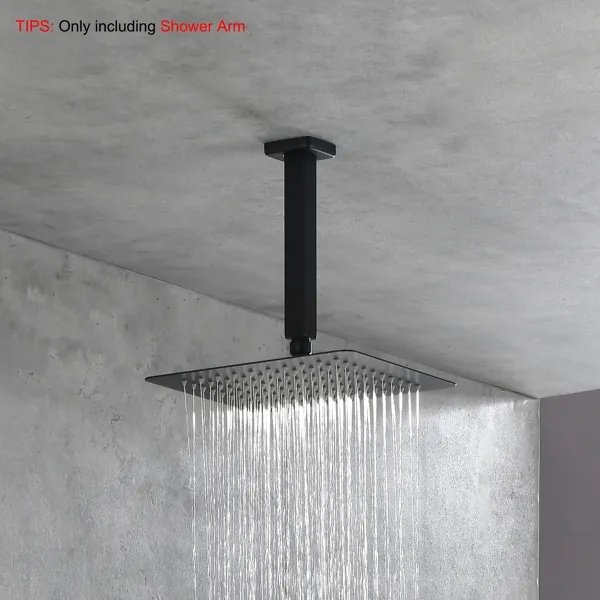 Shower Arm With Flange, 1/2 NPT Tapered Threads, Rain Shower Head Arm, Ceiling Mounted Shower Extension Arm
