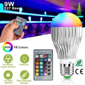 9W LED Light Bulb E27 RGB Lamp Bulb 16 Colors Changable 24-key IR Remote Control - Image 6