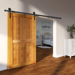 8FT Sliding Barn Door Hardware Kit, 330LBS Loading Heavy Duty Barn Door Track Kit For Single Door, Fit 3.7-4.3FT Wide And 1.3"-1.8" Thick Door Panel, With Smooth & Silent Pulley (J Shape) - Image 6