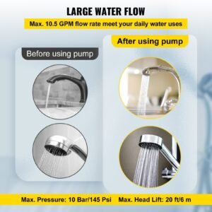 Hot Water Recirculating Pump, 93W, 110V Water Circulator Pump, Circulation Pump, 3/4″ G Thread To 1/2″ NPT Brass Adapter, Stainless Steel Head, 3 Speed Control For Electric Water Heater System - Image 5