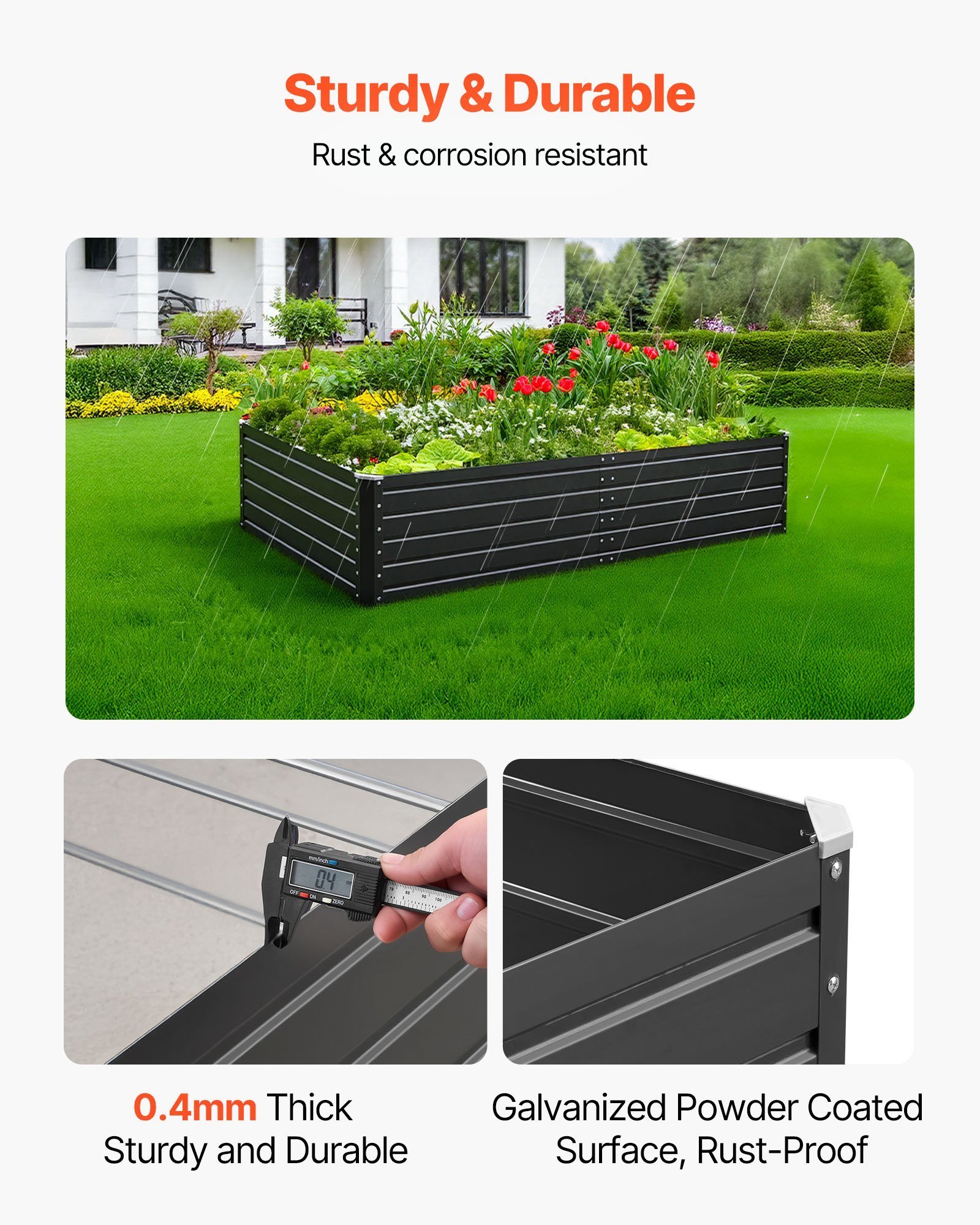 Metal Raised Garden Bed, 6.7 X 3 X 1.5 Ft Outdoor Galvalume Planter Garden Box, Open Bottom Design, Large Planter Raised Bed For Growing Vegetables, Flowers, Herbs, And Succulents, Gray - Image 3