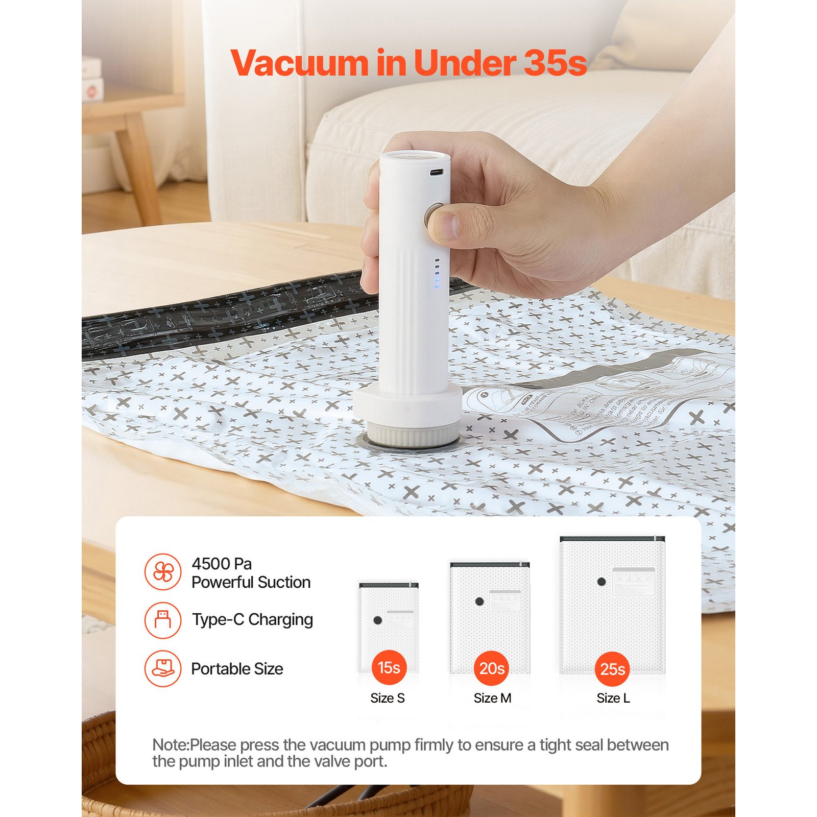 Vacuum Storage Bags, 18 Pack Space Saver Vacuum Seal Bags For Clothing, With Pump And Charging Cable, Double Zipper Seal, Thickened PA And PE, Compression For Clothes Storage, Travel Luggage - Image 5