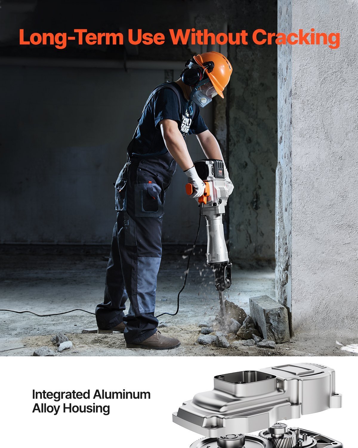 Demolition Jack Hammer Concrete Breaker 2100W Electric Hammer 2 Chisel Bit - Image 2