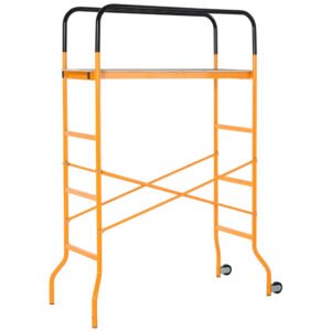 4-Step Steel 4.6 x 2 x 6 ft. Scaffold 2 Wheels Free Moving for Indoor & Outdoor Decoration Anti-Skid, 440 Pound Capacity - Image 9