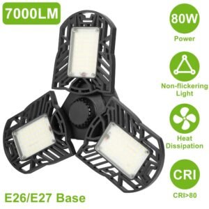 LED Garage Light, IMounTEK E26/E27 80W 7000LM 6500K Garage Ceiling Light Deformable Workshop Lamp LED Ceiling Light Bulbs - Image 6