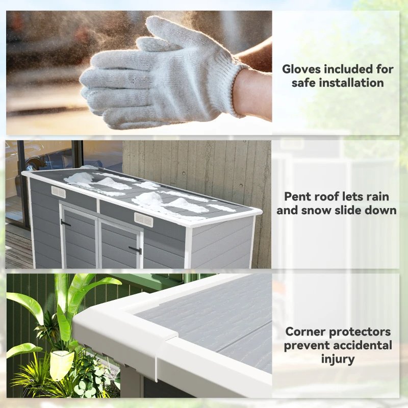 Plastic Outdoor Storage Shed With Floor, Window, Lockable Doors And Vents For Backyard Patio Lawn, Multiple Packages Shipped. Please Pay Attention To The Dimensions And Weight In The Details.