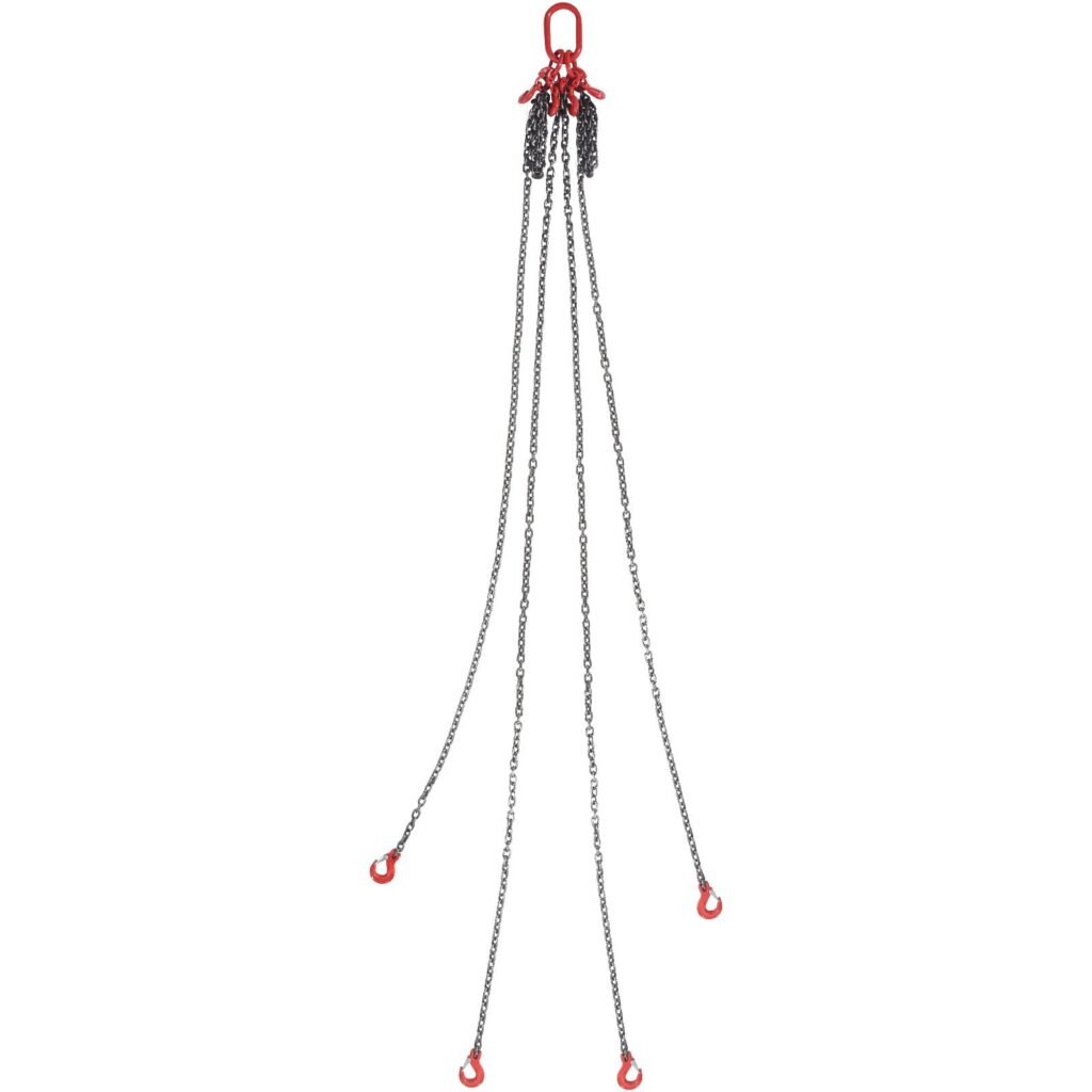 5/16' X 10' Chain Sling 4 Legs G80 Lifting Chain With Grab Hooks 11000 Lbs