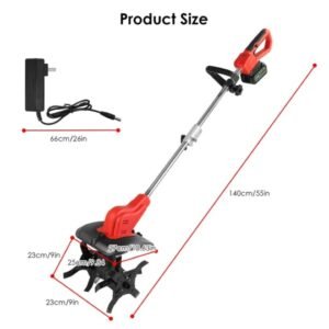 21V Electric Cordless Tiller Cultivator Powered Garden Tiller With 4 Blades 16 Steel Tines 550W 300RPM 4000mAh Battery Tilling 9-in Width & 9-in Depth For Lawn Gardening Soil Cultivation - Image 1