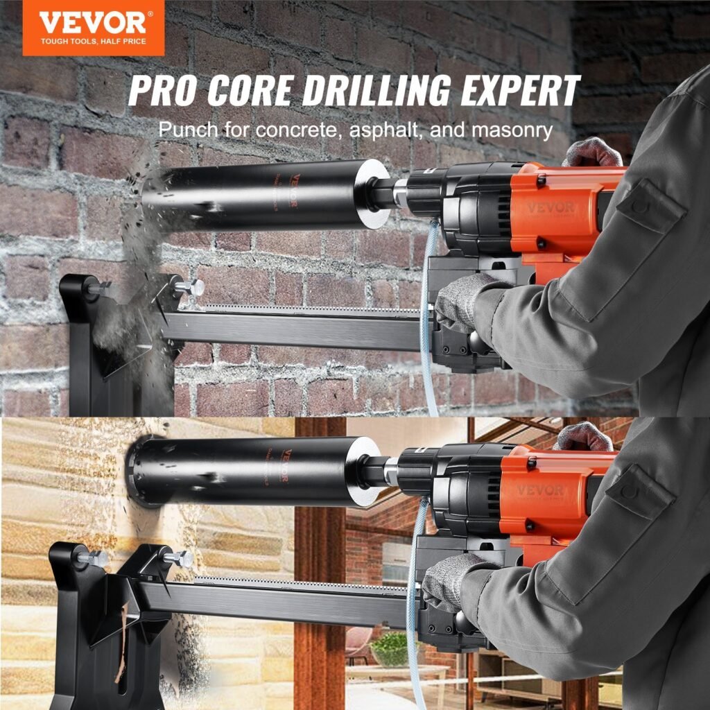 Diamond Core Drilling Machine, 10in Wet Concrete Core Drill Rig With Stand Wheels, 750RPM Speed & 1-1/4' Thread & Lifting Handle, 10in Drilling Diameter For Concrete Brick Block Stone, 2500W