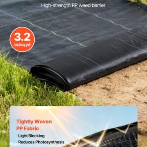 Weed Barrier Fabric Heavy Duty, 2 Packs 4x50FT 3.2oz Weed Blocker Fabric, Woven Landscape Fabrics, Garden Fabrics Weeds Barrier, Weeds Control Ground Cover, Geotextile Webbing, Black - Image 2