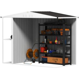 8 X 4ft Outdoor Garden Shed, Metal Shed With Air Vents And Lock For Backyard, Garden, Patio, Dark Gray - Image 6