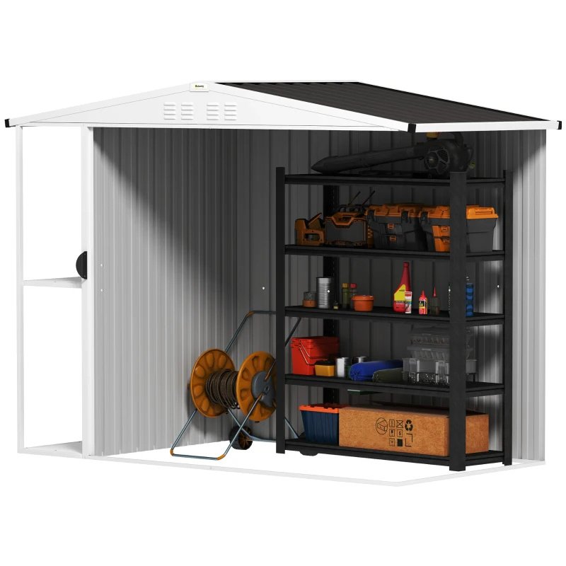 8 X 4ft Outdoor Garden Shed, Metal Shed With Air Vents And Lock For Backyard, Garden, Patio, Dark Gray