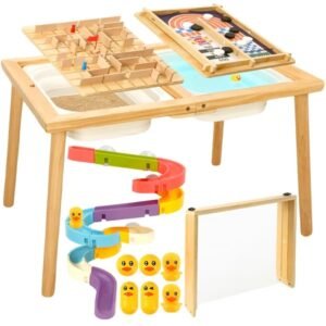Sensory Table For Toddlers Activity Table With Storage Bins Launch Chess Maze Adventures Indoor Outdoor Play Sand And Water Table Wooden Sensory Table For Drawing Studying Dining - Image 1