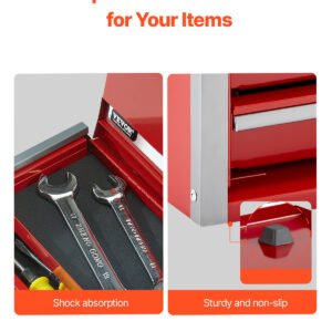 Tool Box 8.6-inch Portable Metal Tool Box 3 Drawers Tool Organizer Red - Image 9