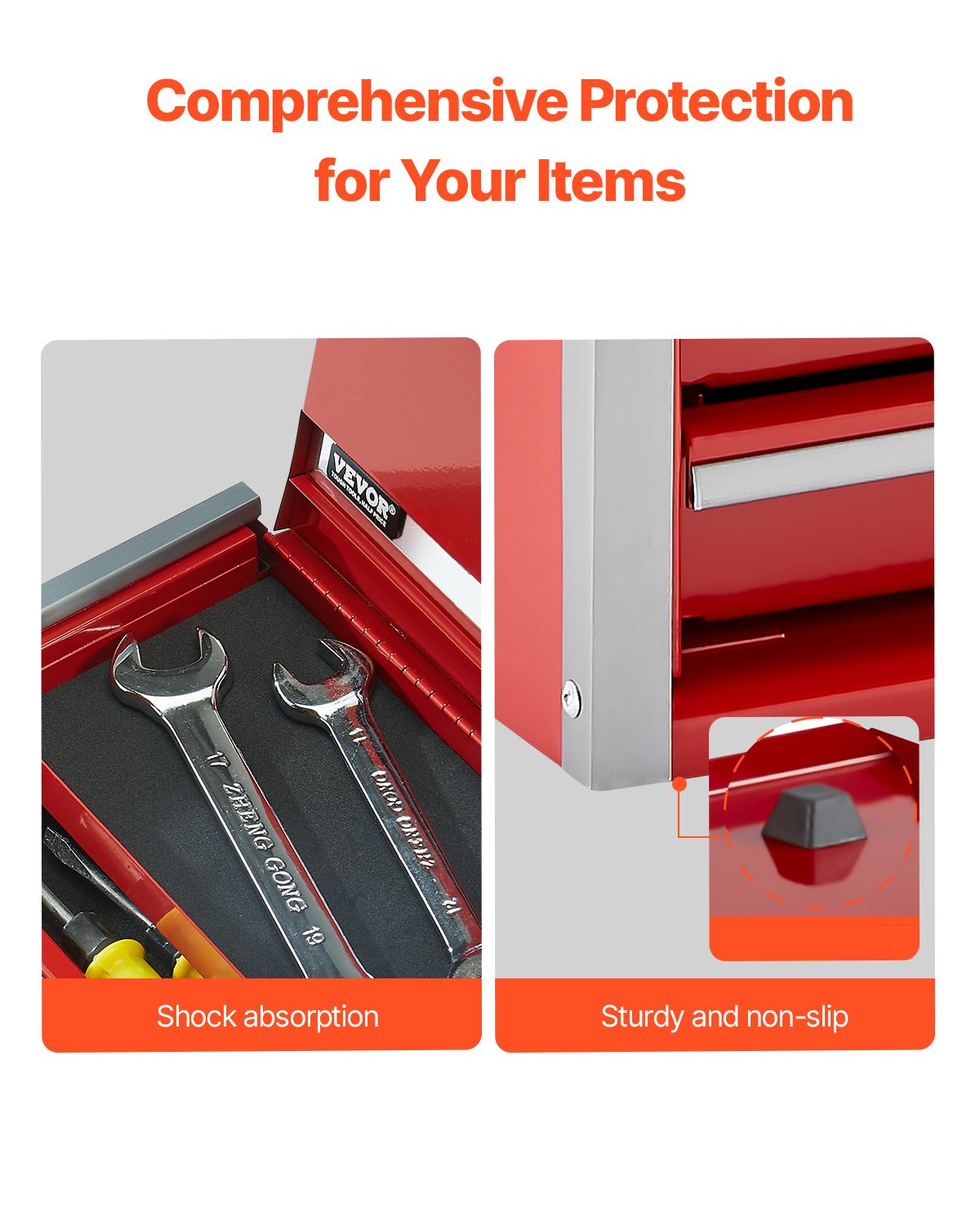 Tool Box 8.6-inch Portable Metal Tool Box 3 Drawers Tool Organizer Red - Image 9