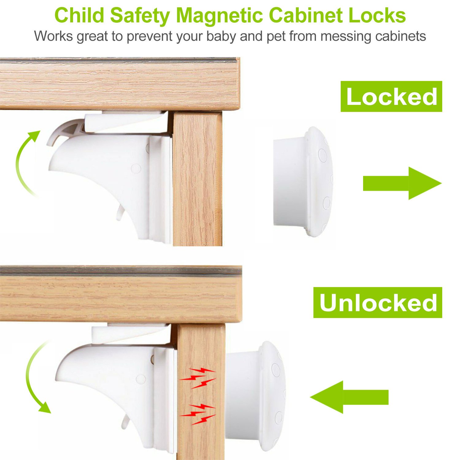 4Pcs Magnetic Cabinet Locks Child Safety Drawer Locks Adhesive Baby Proof Cabinets Latches Kit - Image 5