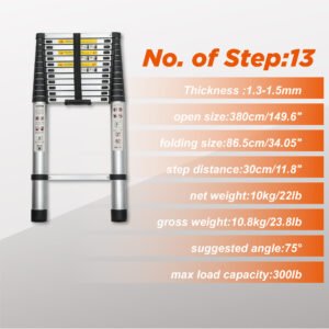 Aluminum Telescoping Ladder For Outdoor Work - Image 5