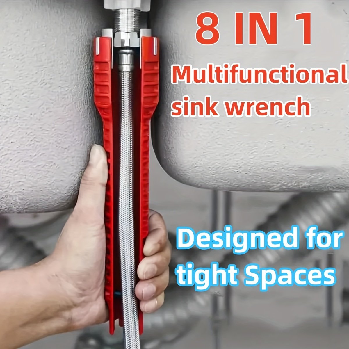 Sink Faucet Installer Tool,14-in-1 Faucet Wrench,Multi-functional Pipe Wrench,Bathroom Plumbing Installation & Repairs Wrench For Small Space Toilet Kitchen Bathroom Toilet Sink. - Image 3