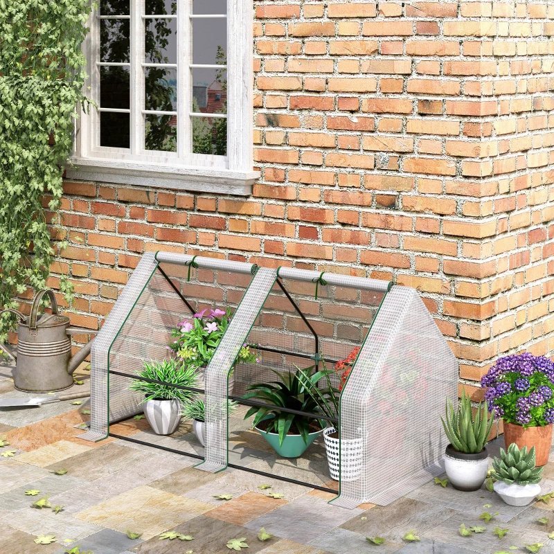 Portable Mini Greenhouse, Outdoor Garden With Large Zipper Doors And Water UV PE Cover