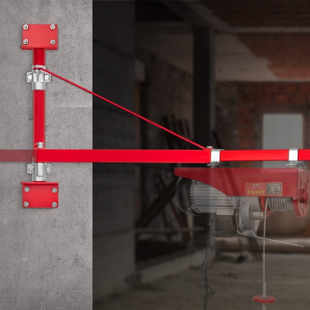 Electric Hoist Support Arm, 660 Lbs Max Load Capacity, Electric Hoist Holder Swing Arm With Pole, Steel Hoist Frame, 180° Swivel Scaffold Hoist Lifting Arm, Winch Hoist Arm For Workshop, Garage