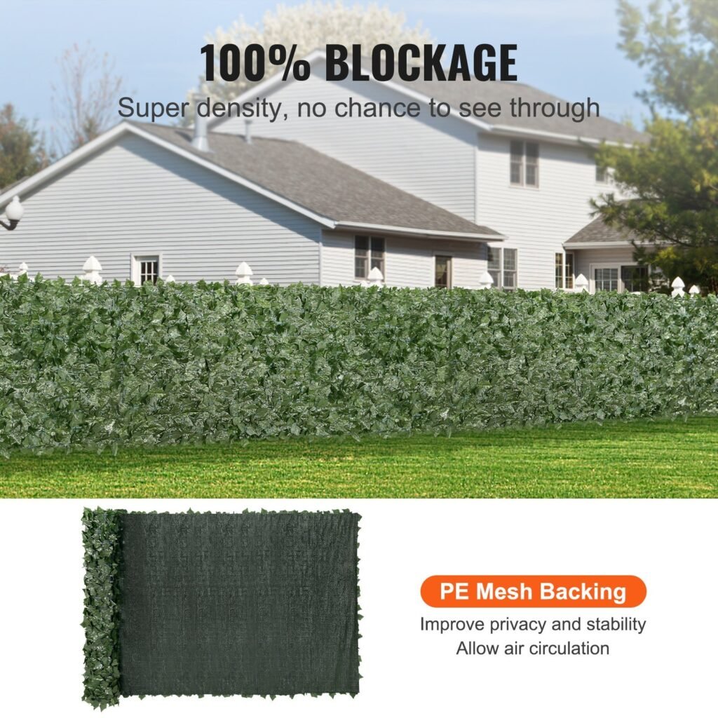 Ivy Privacy Fence, 59 X 158in Artificial Green Wall Screen, Greenery Ivy Fence W/ Mesh Cloth Backing And Strengthened Joint, Faux Hedges Vine Leaf Decoration For Outdoor Garden, Yard, Balcony