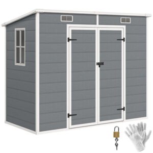 Plastic Outdoor Storage Shed With Floor, Window, Lockable Doors And Vents For Backyard Patio Lawn, Multiple Packages Shipped. Please Pay Attention To The Dimensions And Weight In The Details. - Image 7