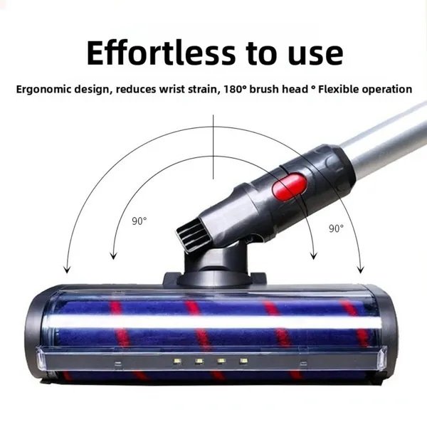 Replacement Turbo Brush For Dyson V6 / DC62 / V6 Series Vacuum Cleaners - Compatible Cleaning Head For Hard Floors & Carpets | Rotating Brush Roll For Thorough Dust Removal