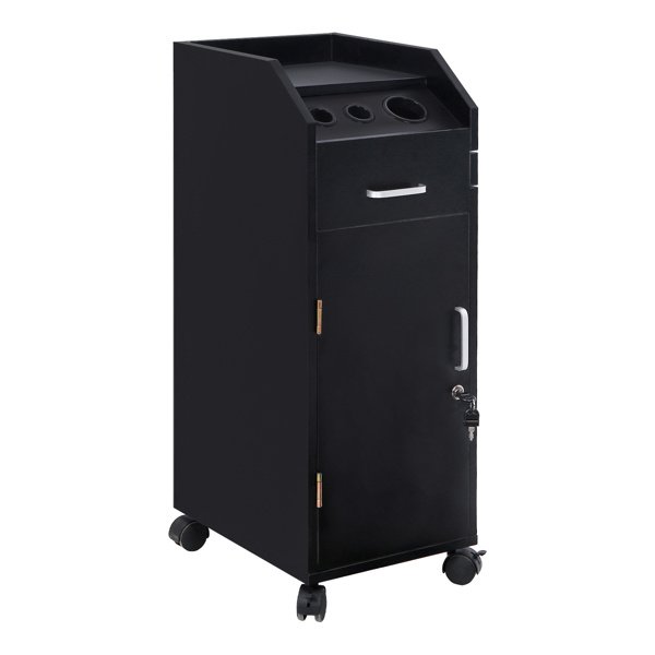16mm Particle Board, ABS Tray,, Black Hair Salon Tool Cart