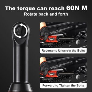 TQUAGGA 18V Extended Cordless Electric Ratchet Wrench Set, Extended Neck, Variable Speed, 18V, 18V Cordless Electric Ratchet Wrench Set, Automotive Repair Tools, Electric Tools - Image 8
